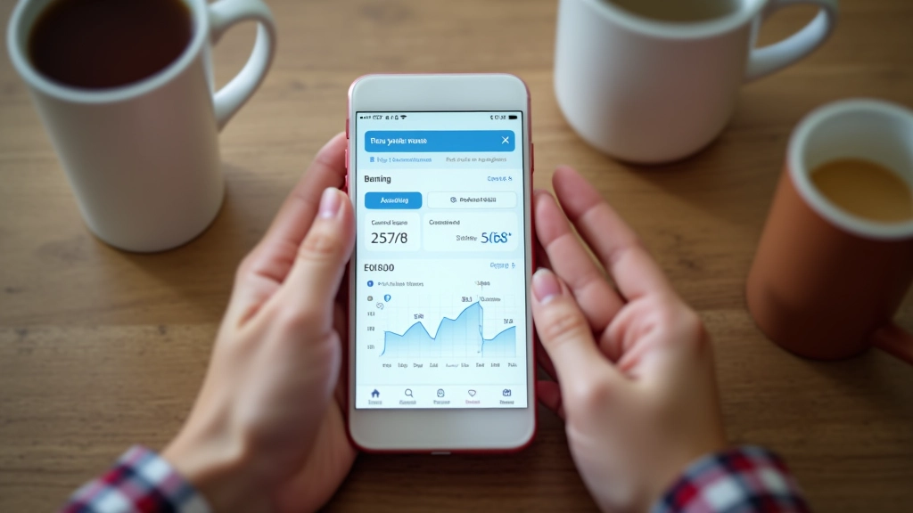 Écran de smartphone montrant une application bancaire avec graphiques de dépenses et comptes personnels