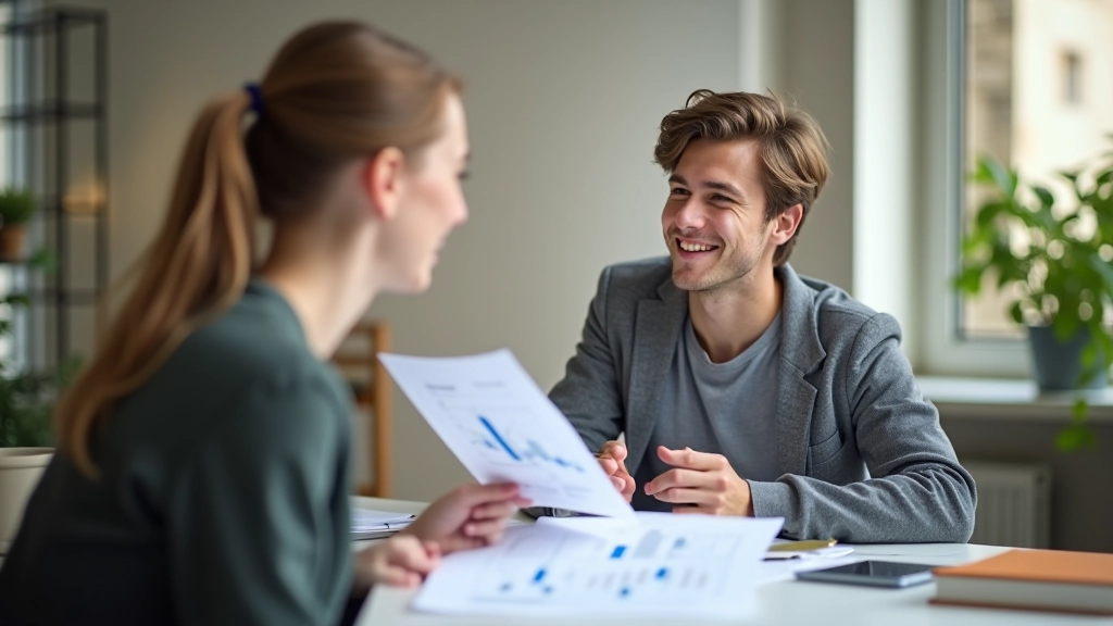 Consultant financier discutant avec un jeune client