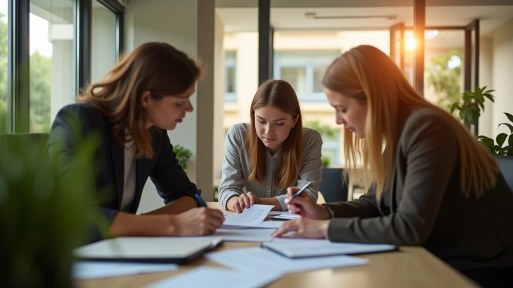 Équipe jeune et diversifiée de professionnels européens collaborant sur des analyses financières