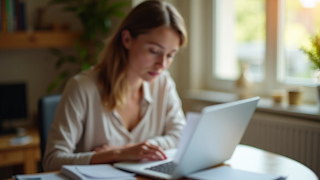 Jeune femme regardant ses finances sur un ordinateur portable